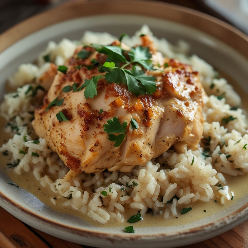 High Protein Creamy Cajun Chicken with Garlic Rice – Easy, Flavor-Packed Comfort Dinner finished
