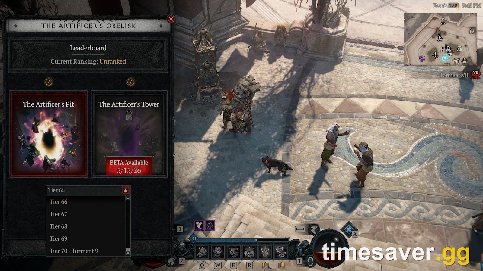 Diablo 4 Artificer's Pit Obelisk — tier selection interface