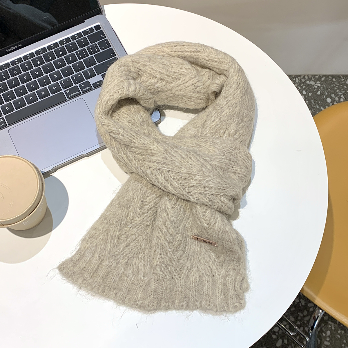Alpakawolle Strickschal, warm und weich, 24x165 cm
