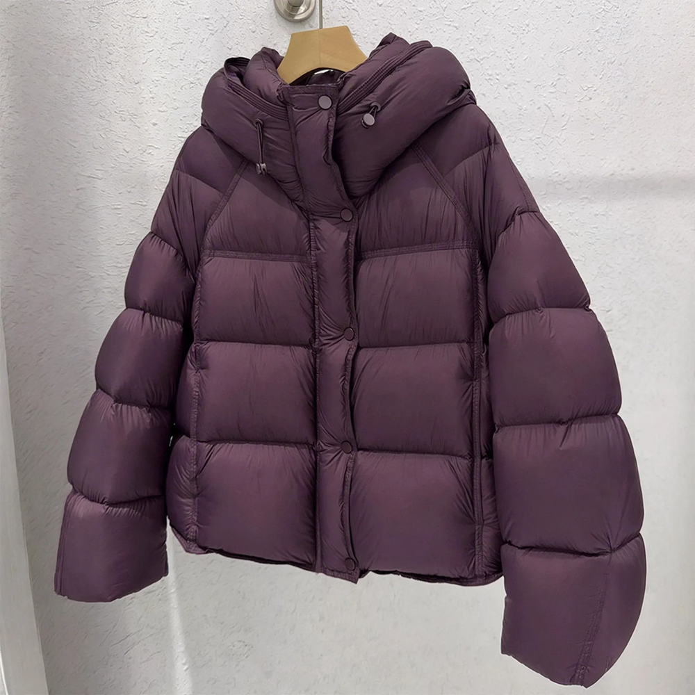 Kurze Damen-Steppjacke mit Kapuze, wattiert