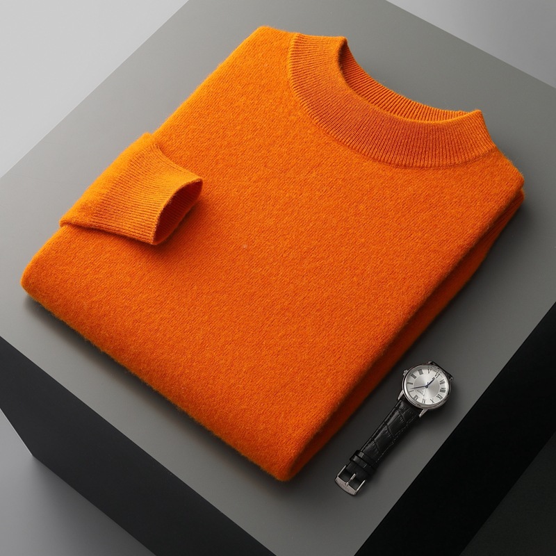 Men's Cashmere Sweater, Stand-up Collar, Pure Wool