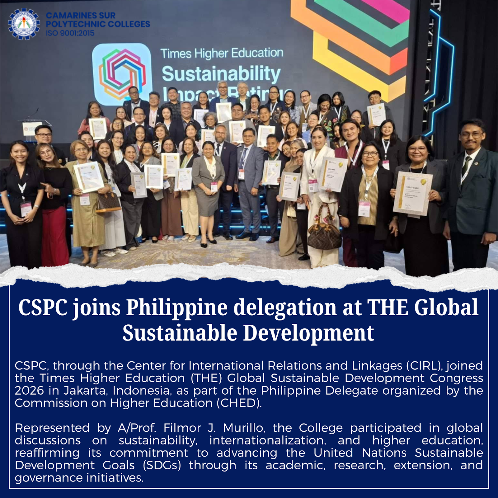CSPC joins Philippine delegation at THE Global Sustainable Development
