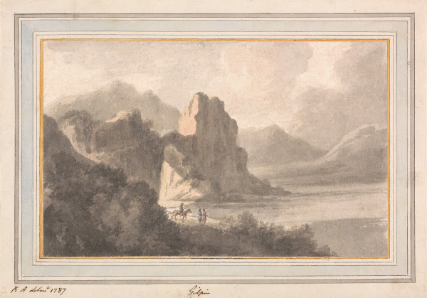 Figures in a Rocky Romantic Landscape 1787