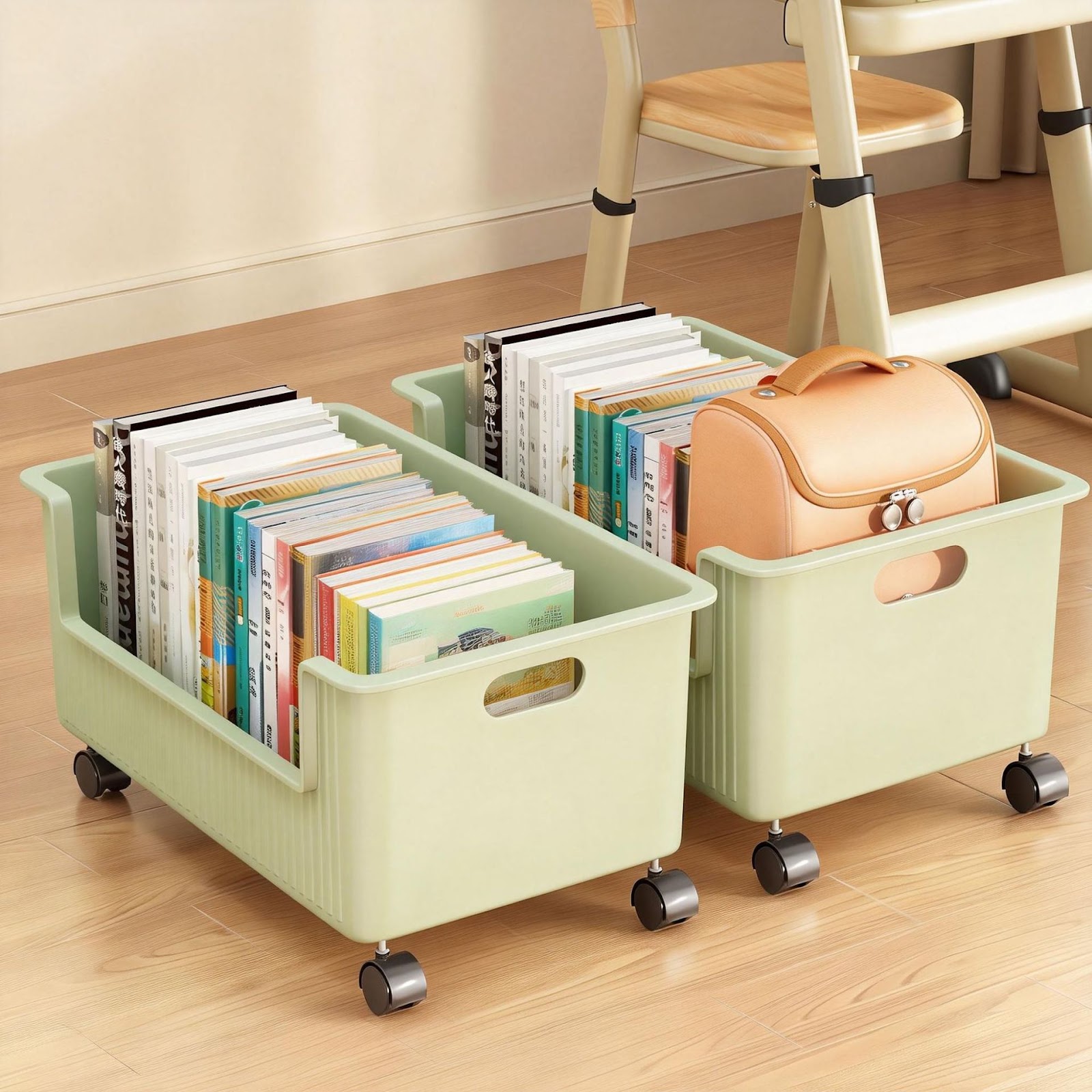 Wheeled book box for desk and floor