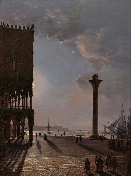 Die Piazzetta in Venedig bei Mondschein