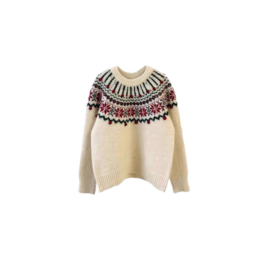Festive Fair-Isle Knit Pullover for Women