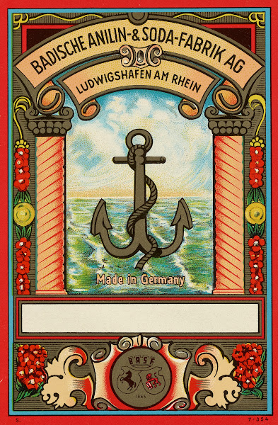 Badische Anilin  Soda Fabrik dye label with anchor Circa 1900
