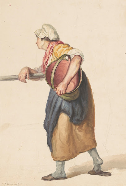 Staande vrouw met een emmer onder de arm 1790   1852