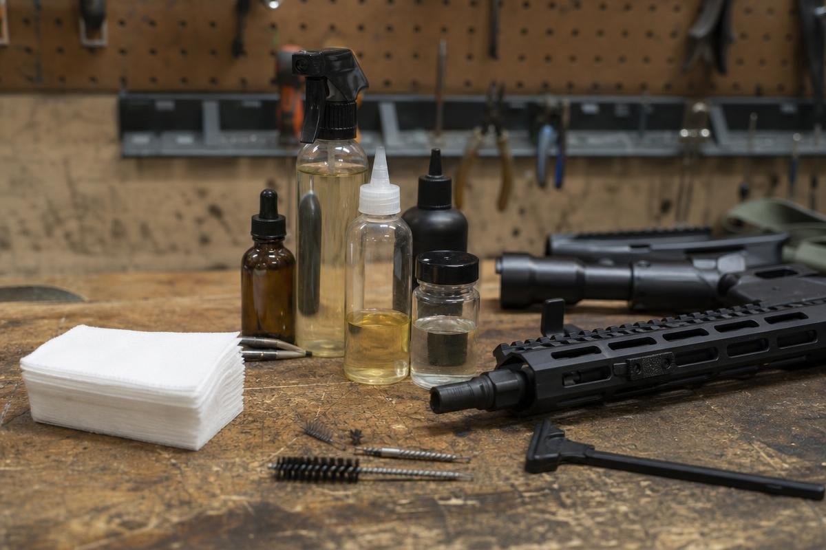 AR-15 cleaning supplies for solvent and lubricant selection