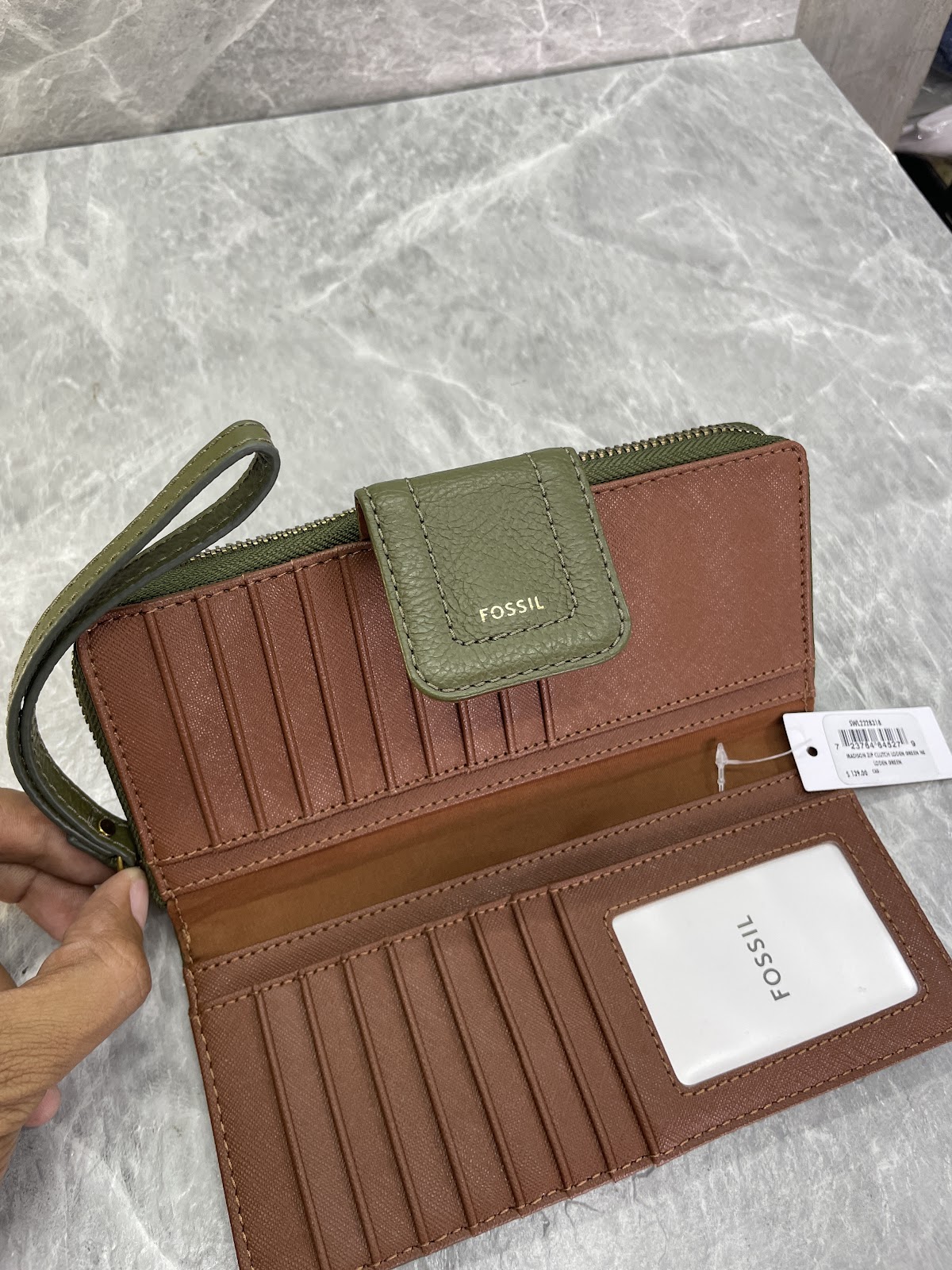 Fossil Long Wallet Snap Maddison Olive Green #048