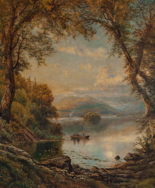 Lake Landscape with Fishermen 1875