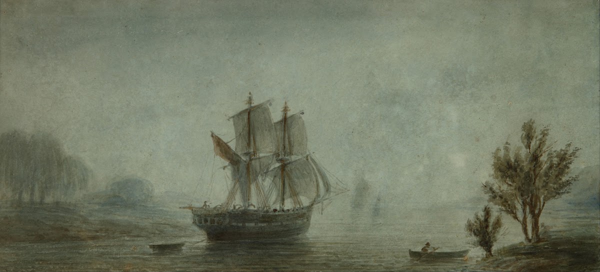 Paisaje de la costa con veleros between 1840 and 1870