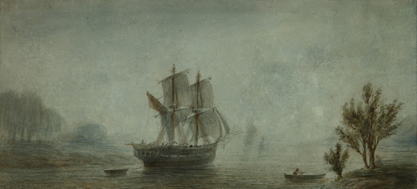 Paisaje de la costa con veleros between 1840 and 1870