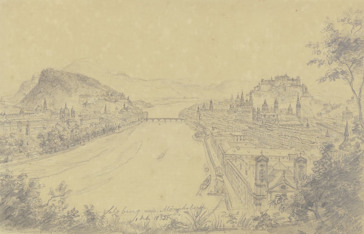 Salzburg vom Mönchsberg aus geehen 1835