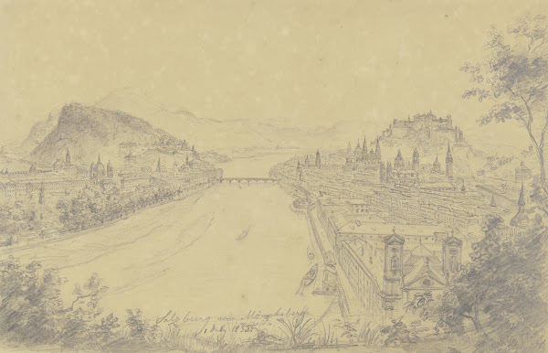 Salzburg vom Mönchsberg aus geehen 1835