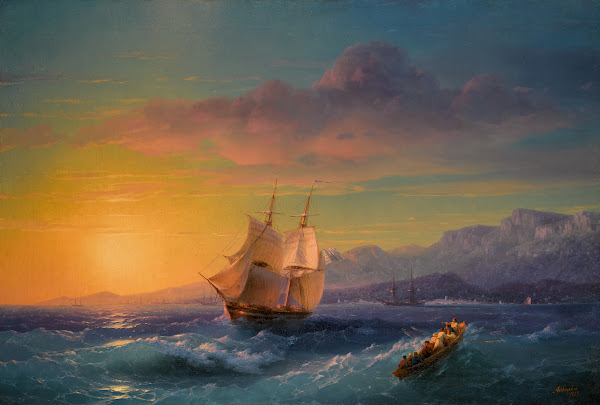 Ship at Sunset off Cap Martin 1859