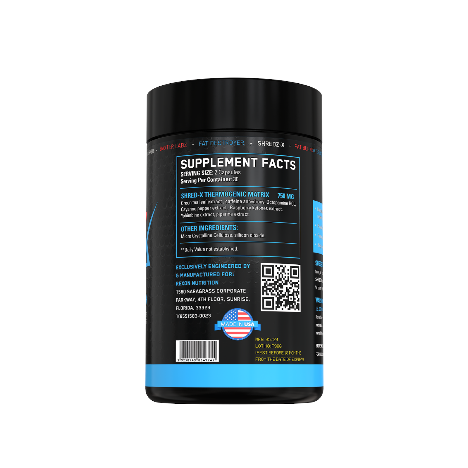 Baxter Labz Shred X Fat Burner — Unflavoured, 60 Capsules