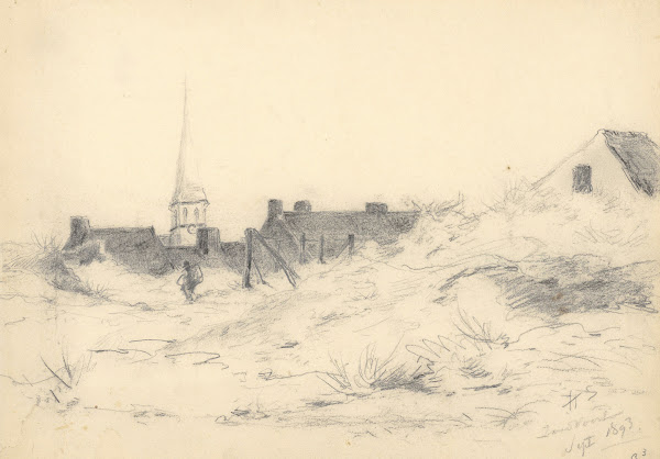 Gezicht op het dorp vanuit de duinen 1893