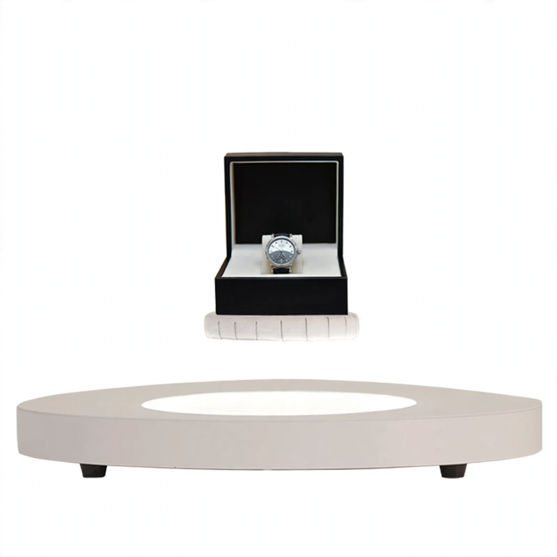Magnetic levitation display case with LED lighting