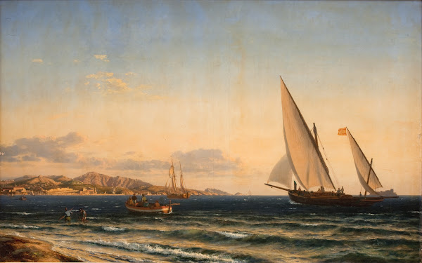 Aften ved Middelhavet I baggrunden Marseille og øen If 1854