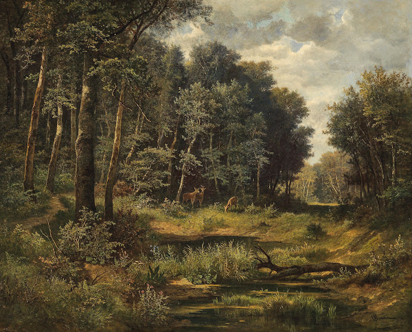 Roe Deer at the Forest Pond
