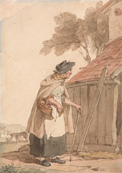 An Old Woman Carrying a Basket