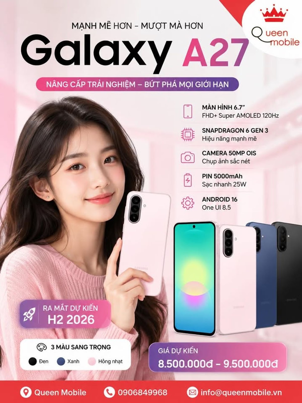 Galaxy A27 đang trở thành tâm điểm chú ý trên các diễn đàn công nghệ sau khi loạt hình ảnh render cùng cấu hình chi tiết bị rò rỉ trước ngày ra mắt.