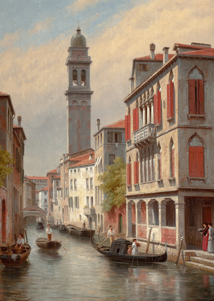Une Vue a Venise San Giorgio dei Greci Italie 1900