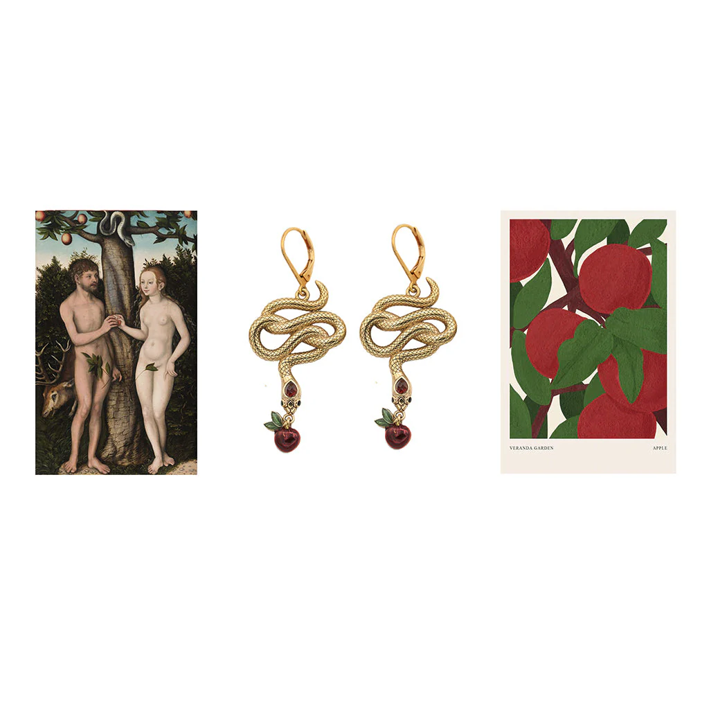 Серьги Sissi Змейки с яблоком NACRE