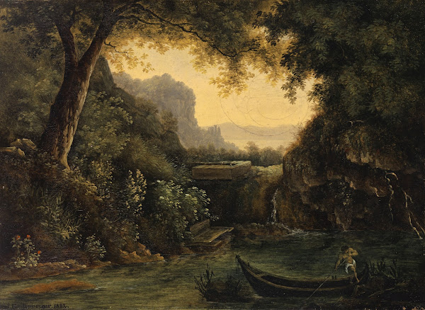 River Landscape with Nude Mariner 1822