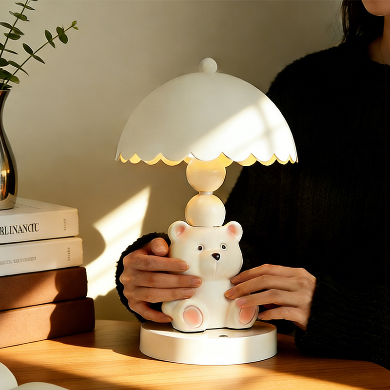 White Bear Table Lamp, Nightstand Lamp