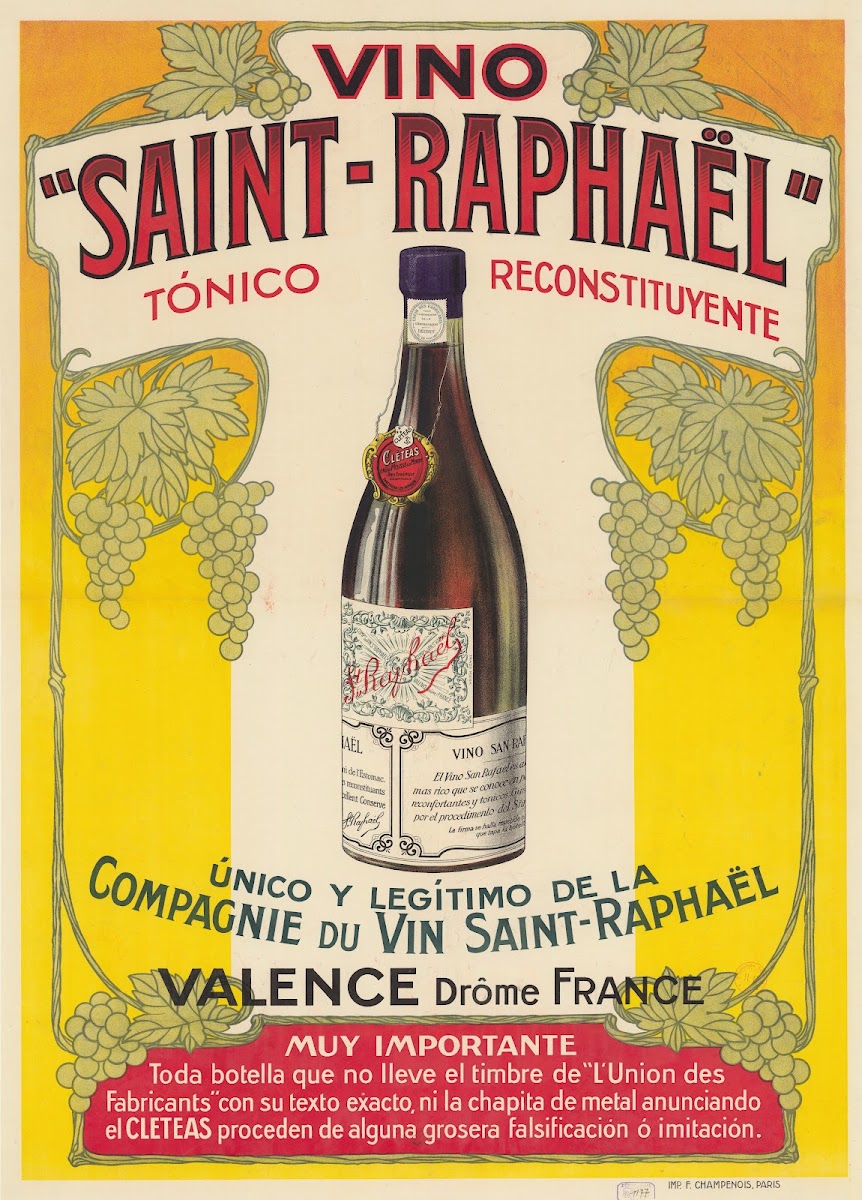 Vino Saint  Raphaël tonico reconstituyente Valence Drôme 1913