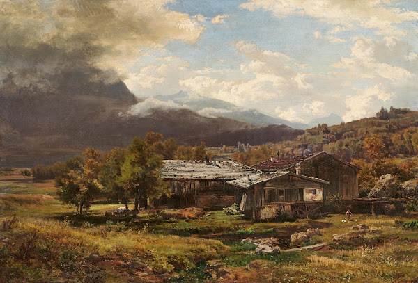 Mountain Landscape With Looming Thunderstorm 1860