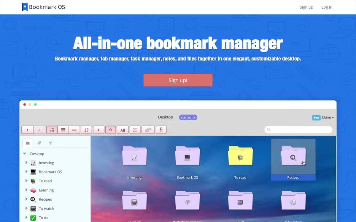Captura de Bookmark OS