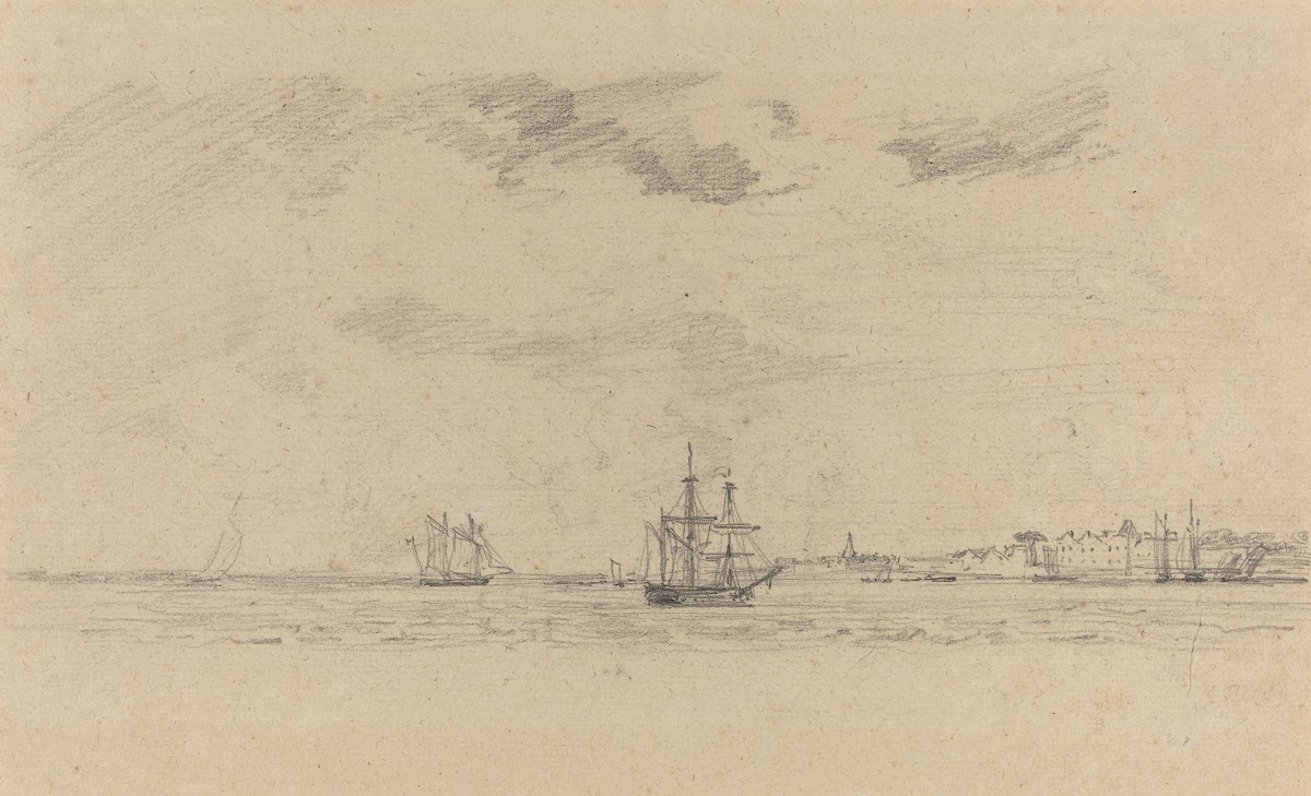 Coastal Landscape with Shipping c 1858