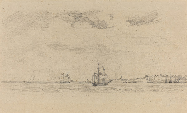 Coastal Landscape with Shipping c 1858