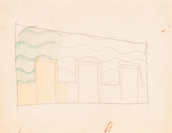 Interior design drawings for unidentified rooms Sketch for unidentified interior
