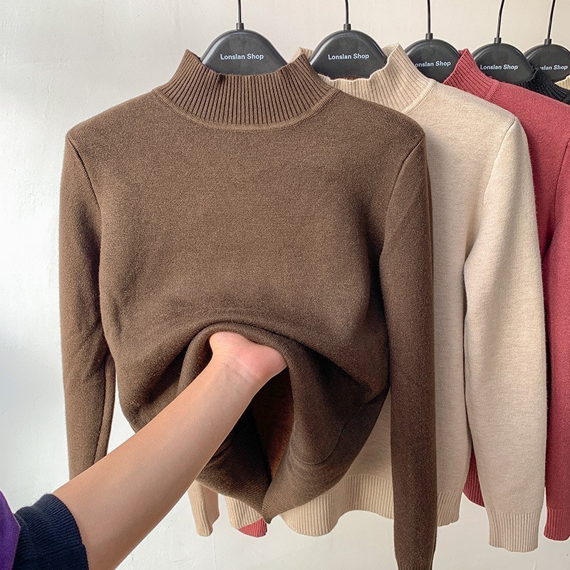 Women's Turtleneck Sweater with Inner Fleece