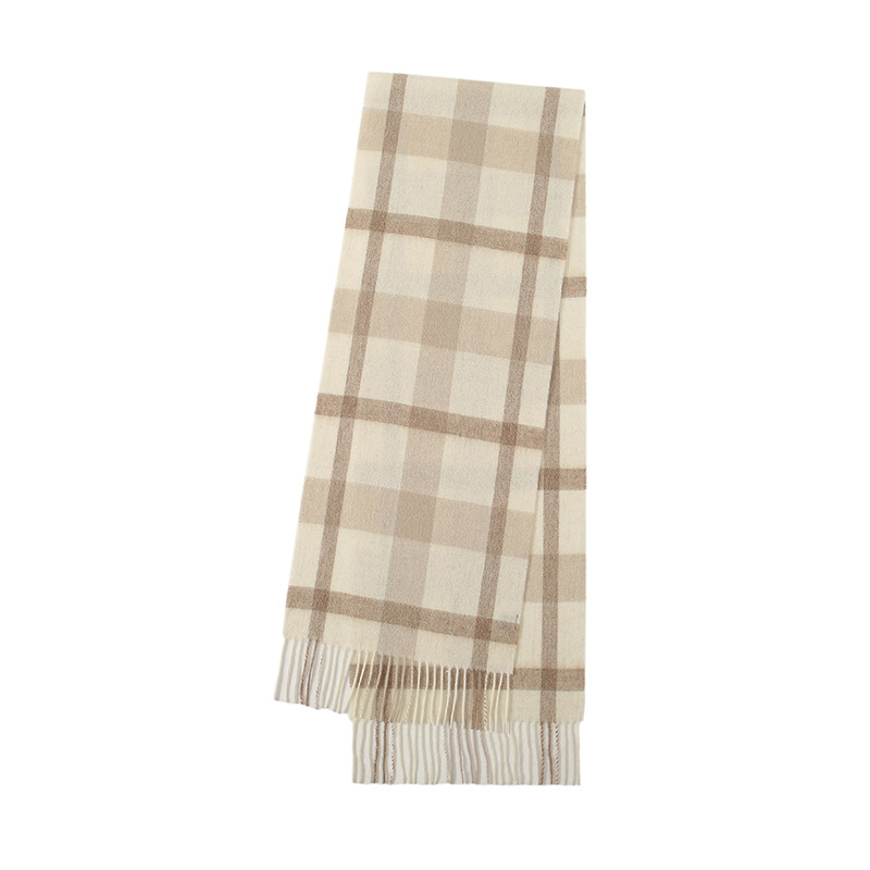 Checkered scarf with fringes, 180x30cm