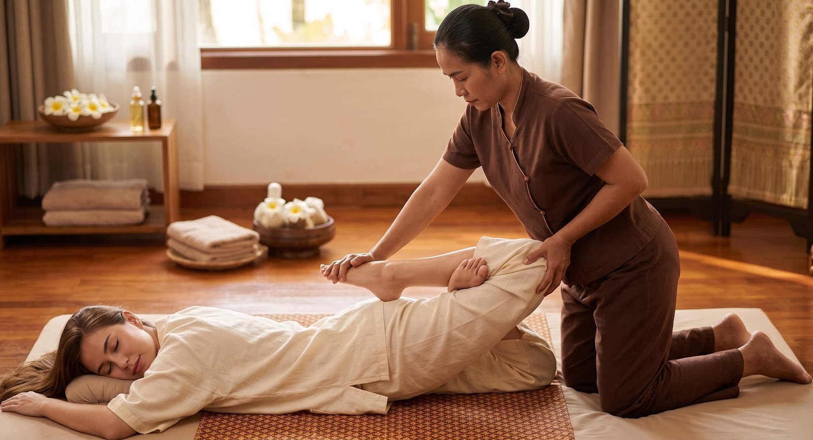 Terapis Thai Massage pijat panggilan di Canggu, Seminyak, Bali - Mosa Bali Massage