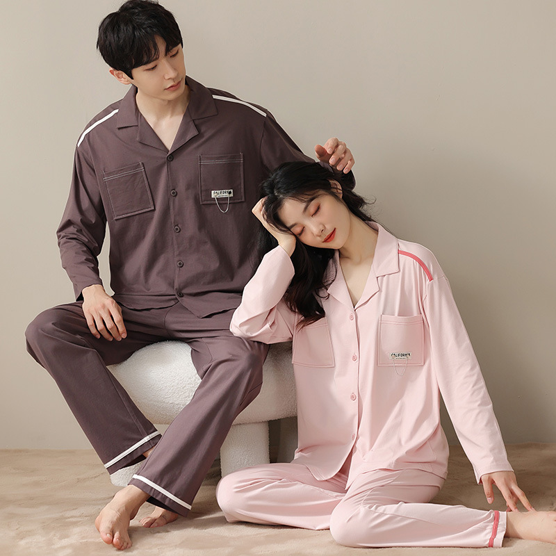 Couple Pajama Set, long-sleeved, simple design