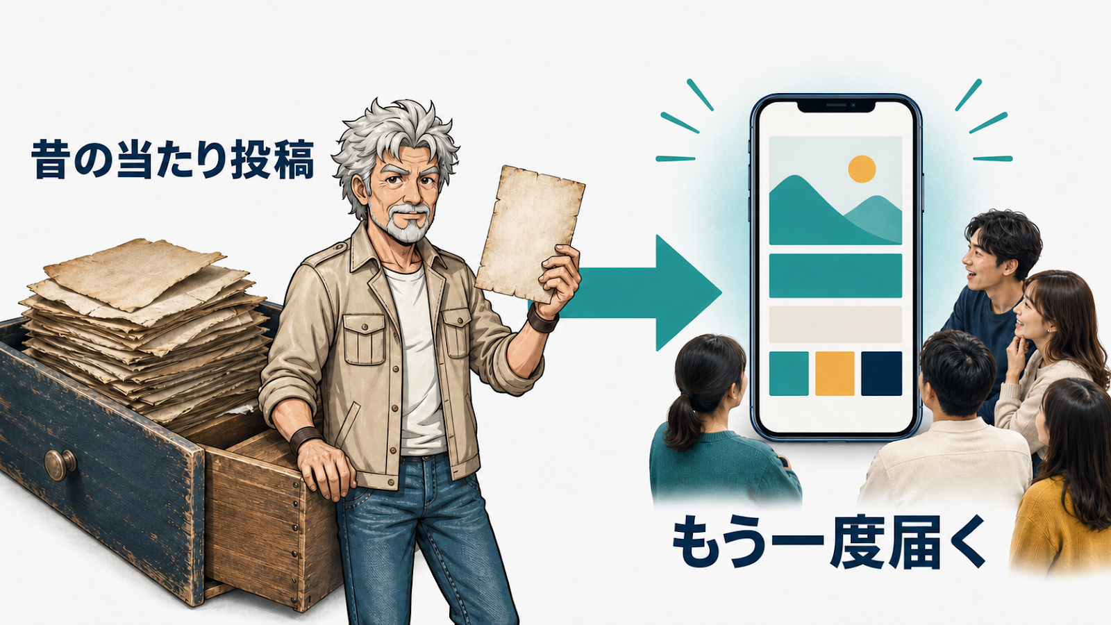 昔の当たり投稿がもう一度届く様子