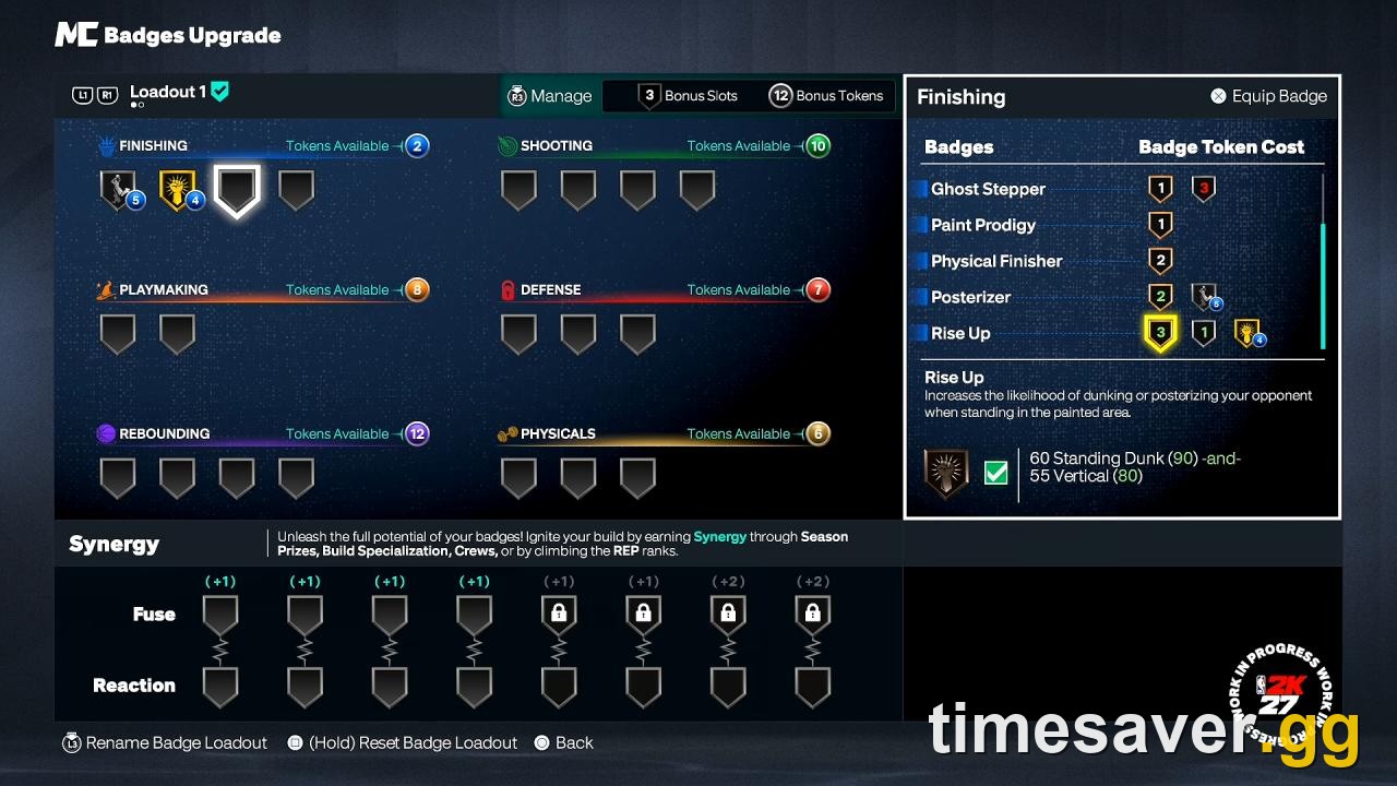NBA 2K27 MyPLAYER custom build creation screen where you set attributes before committing