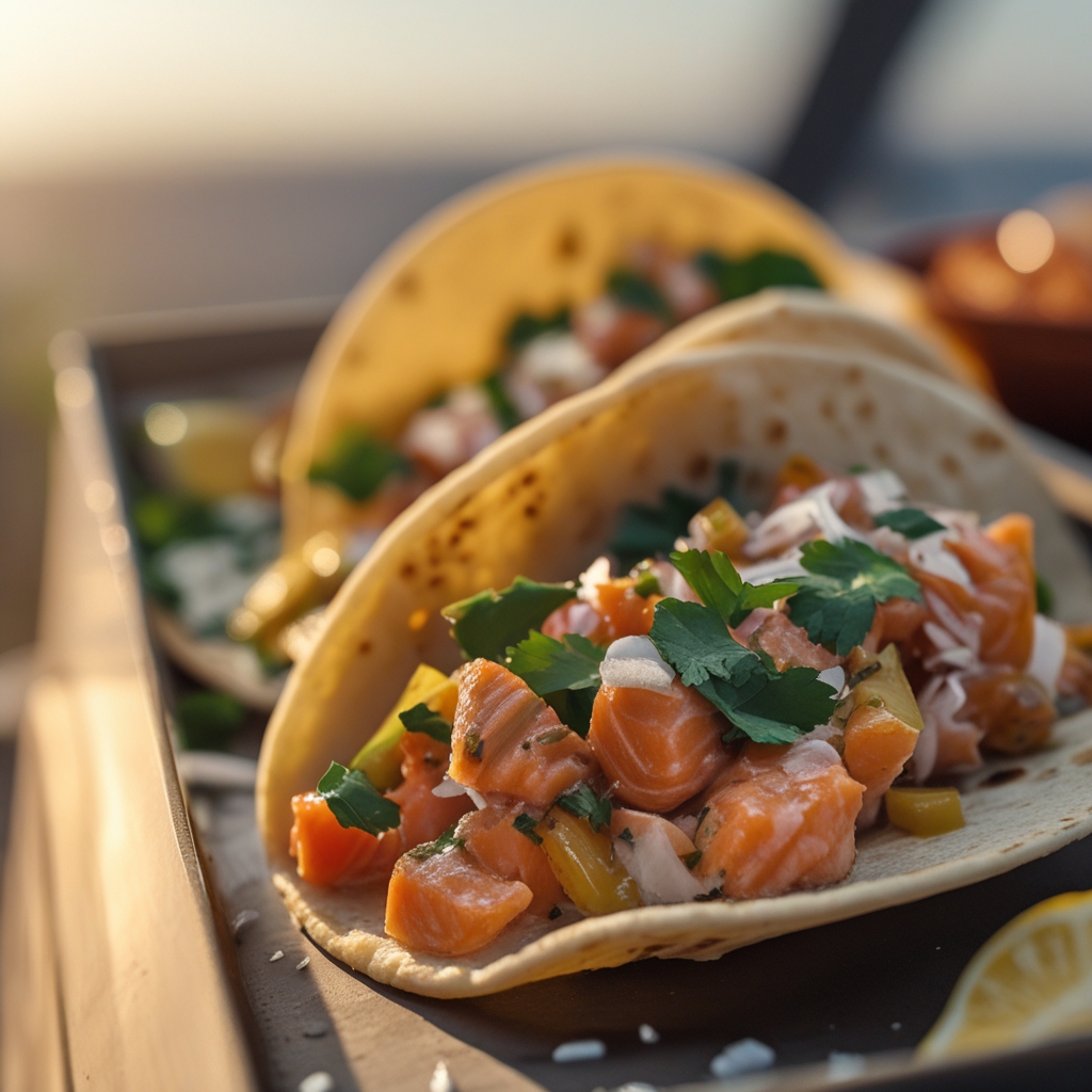 Final Coconut Curry Salmon Tacos with Pickled Cabbage Slaw