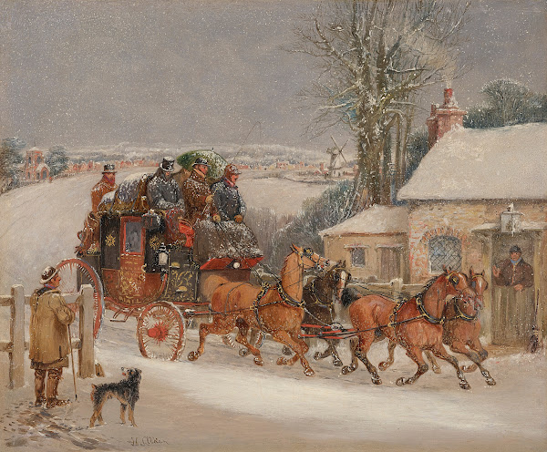 The London Royal Mail coach in the snow