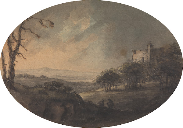 Landscape with Two Men on a Hill and a Castle in the Distance between 1762 and 1