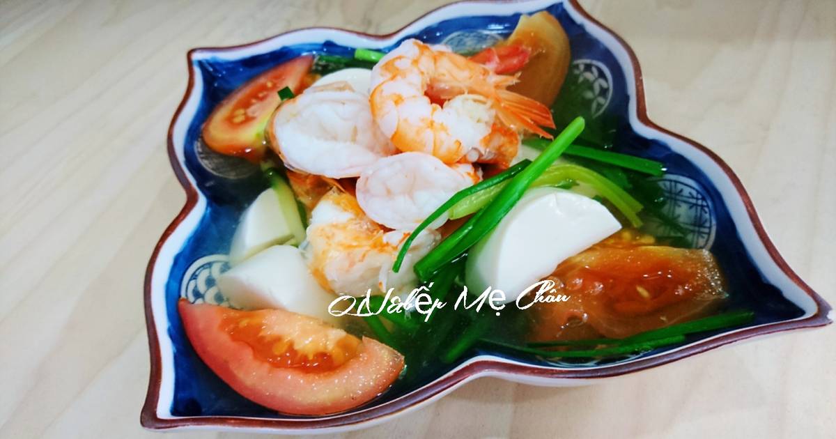 Canh hẹ đậu hũ non nấu tôm