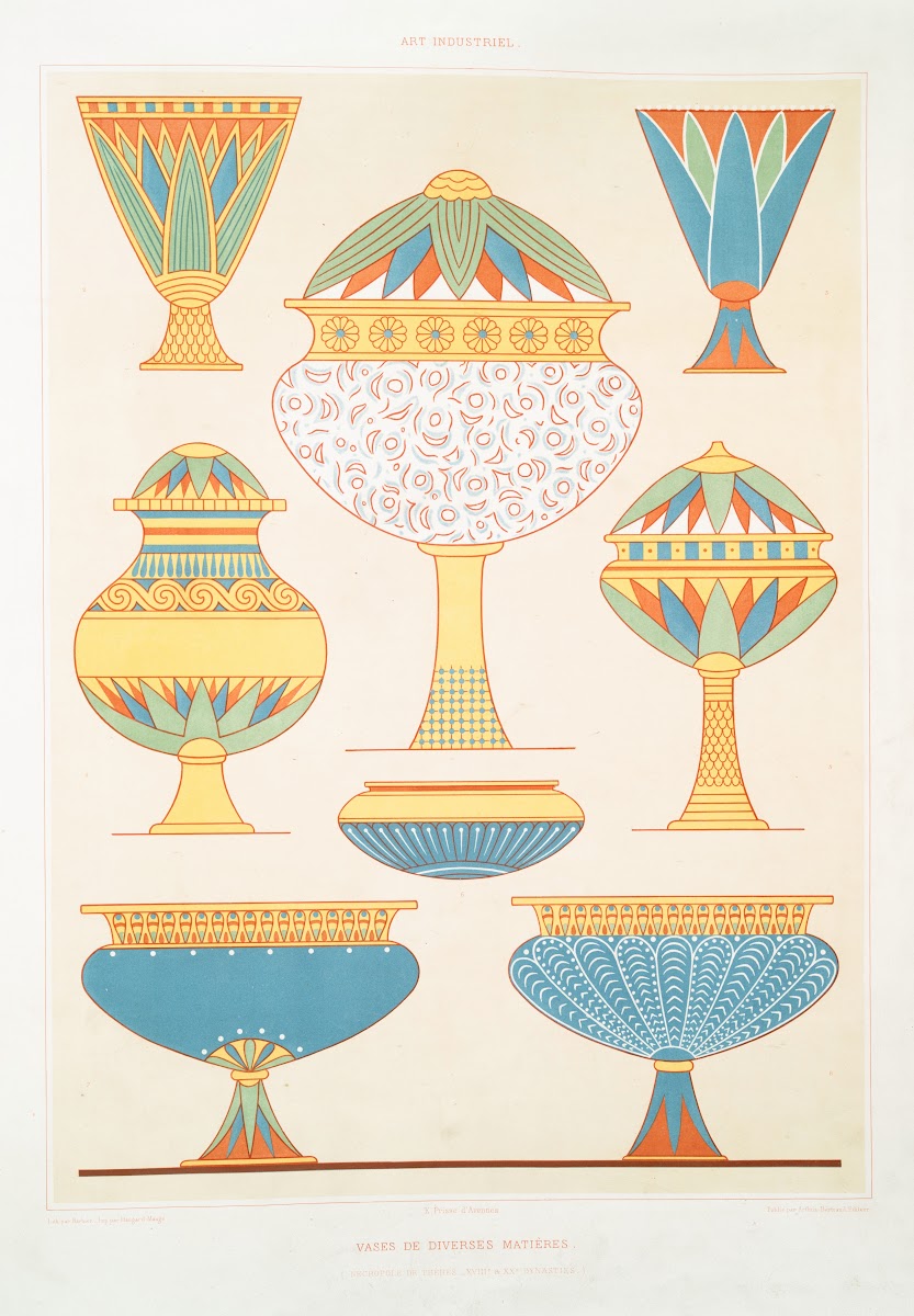 Art industriel vases de diverses matières nécropole de Thèbes  XVIIIe et XXe dyn