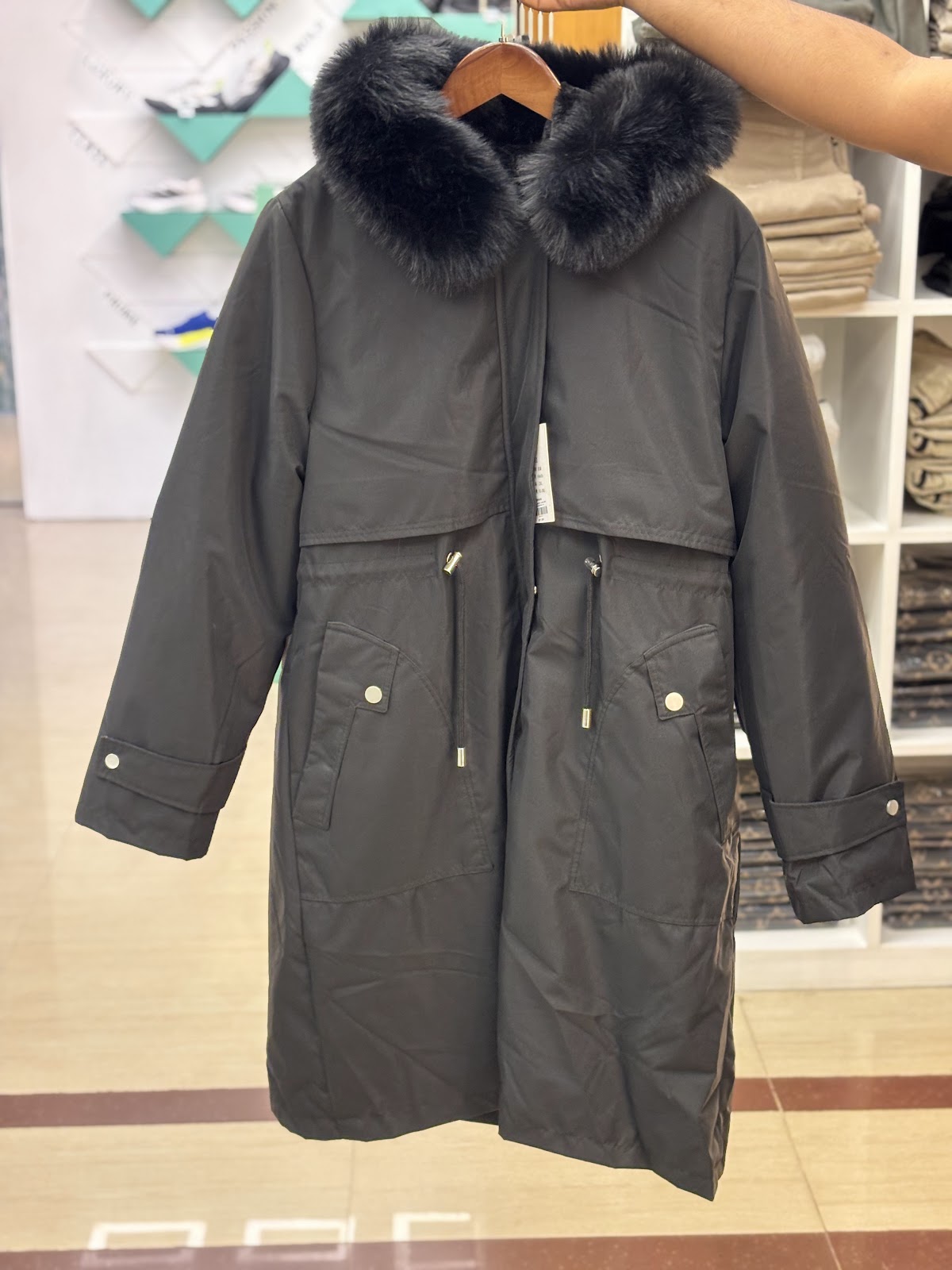Imported Jacket - Ladies Lace Long Coat Black