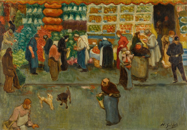 Scène de marché à Paris circa 1900